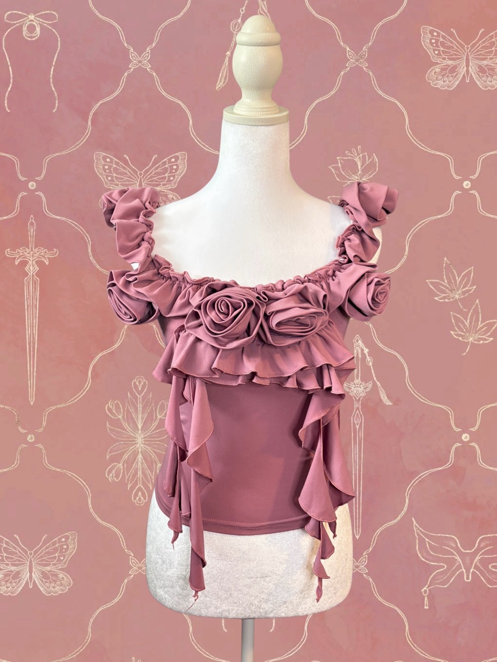 Ruffled Rosette Blouse